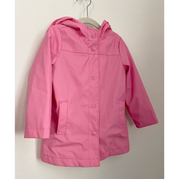 SOLD     Baby Gap • Pink Floral Jersey Lined Hooded Rain Coat - Picture 3 of 16